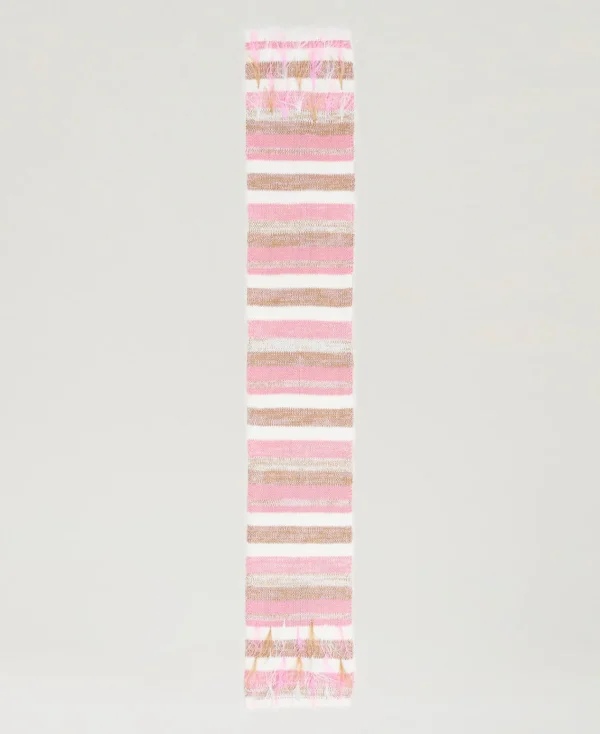 charpe_jacquard_avec_plum_3.webp Écharpes*TWINSET Milano Écharpe Jacquard Avec Plumes Multicolore Rose « Crystal Pink »/Marron « Cinnamon »/Blanc