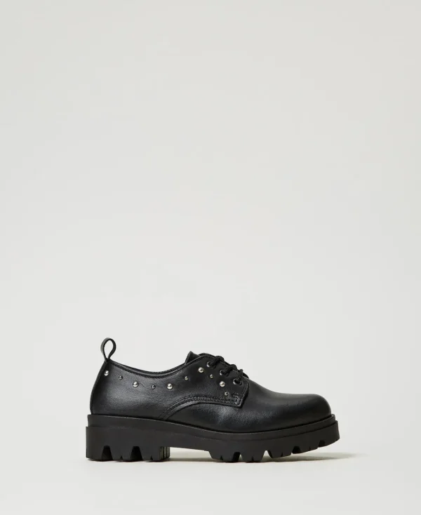 Chaussures*TWINSET Milano Chaussures à Lacets En Cuir Noir