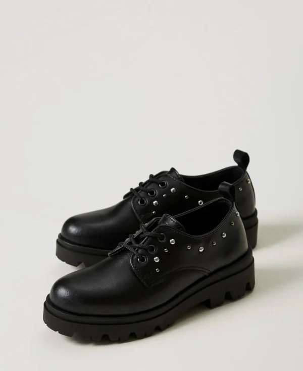 Chaussures*TWINSET Milano Chaussures à Lacets En Cuir Noir