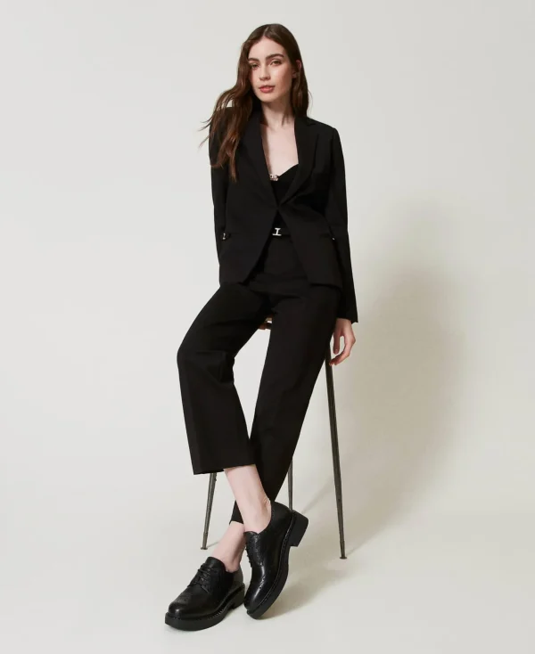 Ballerines Et Mocassins | Chaussures Plates*TWINSET Milano Chaussures à Lacets En Cuir Noir