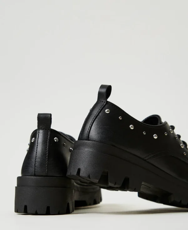 Chaussures*TWINSET Milano Chaussures à Lacets En Cuir Noir