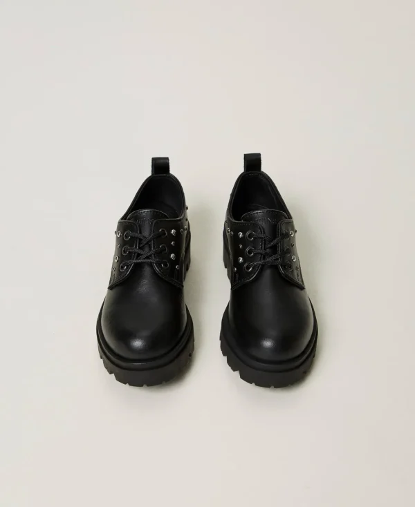 Chaussures*TWINSET Milano Chaussures à Lacets En Cuir Noir
