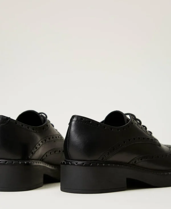 Ballerines Et Mocassins | Chaussures Plates*TWINSET Milano Chaussures à Lacets En Cuir Noir