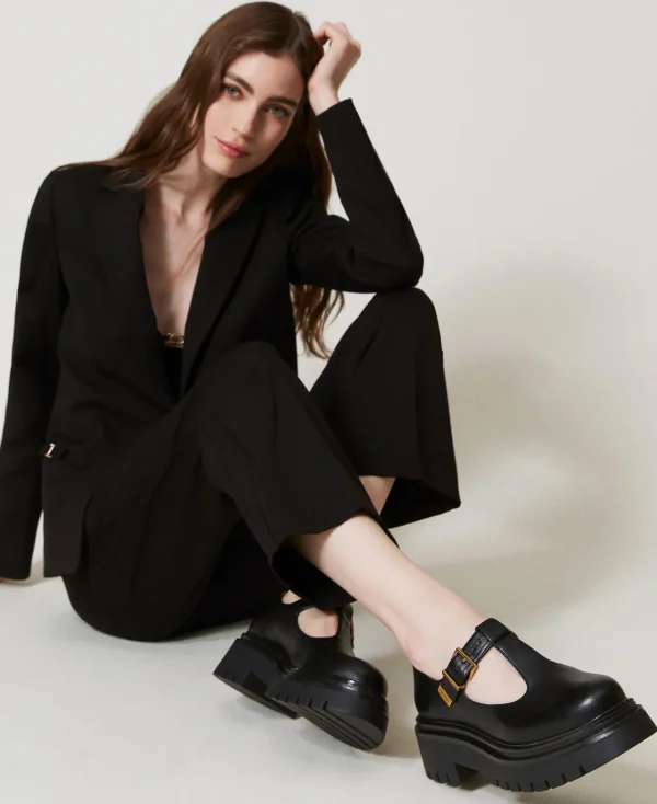 Ballerines Et Mocassins | Chaussures Plates*TWINSET Milano Chaussures Babies Avec Boucles Noir