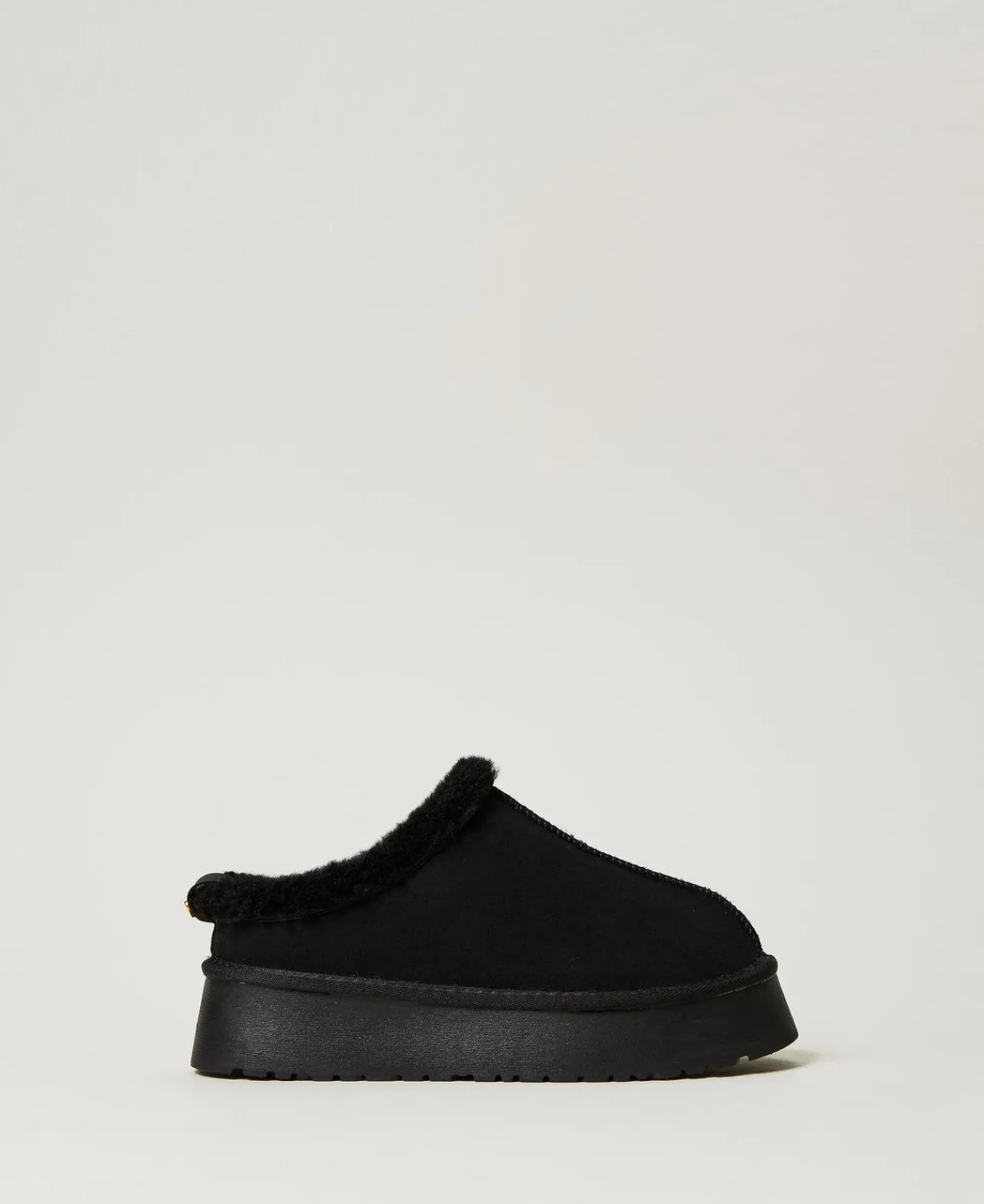 Chaussures Plates*TWINSET Milano Chaussures Mules Avec Fausse Fourrure Noir