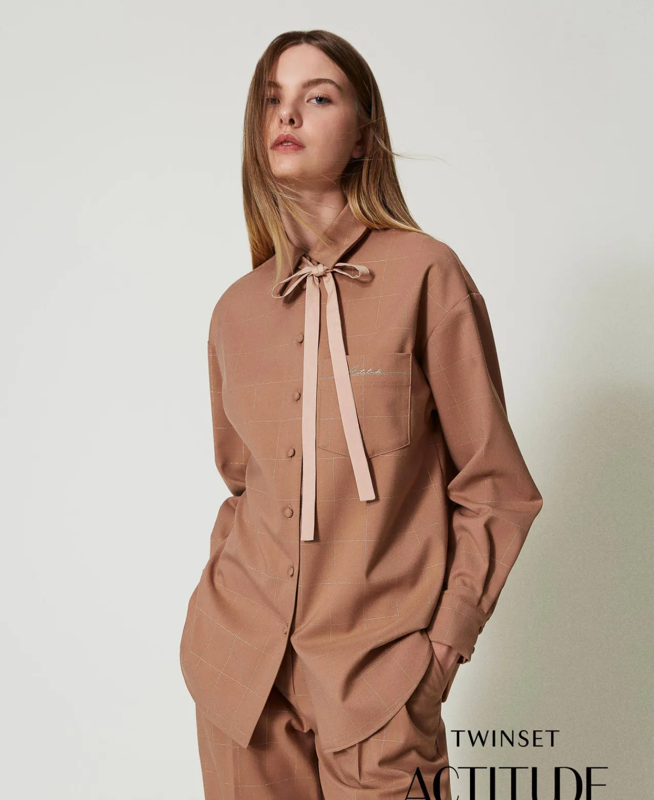 Blouses Et Chemises*TWINSET Milano Chemise à Carreaux Avec Lurex Marron « Beaver »
