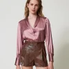 Blouses Et Chemises*TWINSET Milano Chemise Avec Col Châle Rose « Chocolate Ruby »