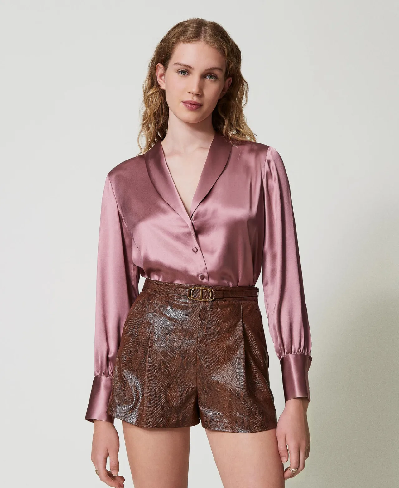 Blouses Et Chemises*TWINSET Milano Chemise Avec Col Châle Rose « Chocolate Ruby »