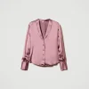 Blouses Et Chemises*TWINSET Milano Chemise Avec Col Châle Rose « Chocolate Ruby »