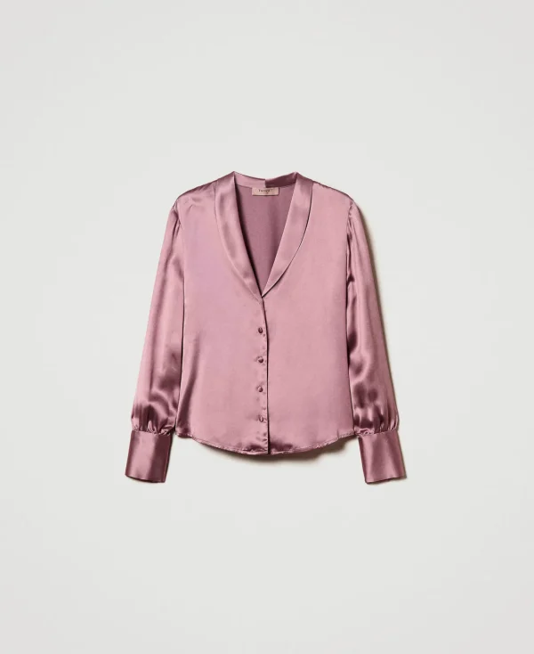 Blouses Et Chemises*TWINSET Milano Chemise Avec Col Châle Rose « Chocolate Ruby »