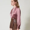 Blouses Et Chemises*TWINSET Milano Chemise Avec Col Châle Rose « Chocolate Ruby »