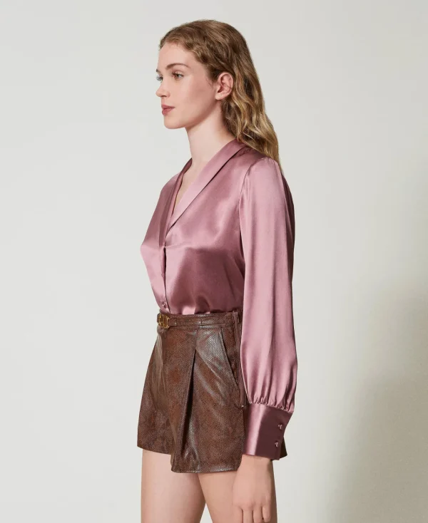 Blouses Et Chemises*TWINSET Milano Chemise Avec Col Châle Rose « Chocolate Ruby »