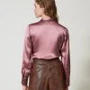 Blouses Et Chemises*TWINSET Milano Chemise Avec Col Châle Rose « Chocolate Ruby »
