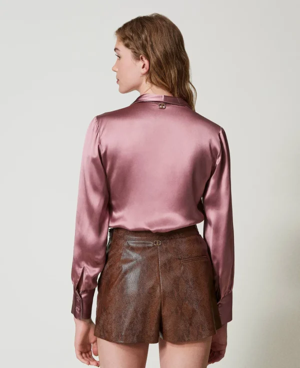 Blouses Et Chemises*TWINSET Milano Chemise Avec Col Châle Rose « Chocolate Ruby »