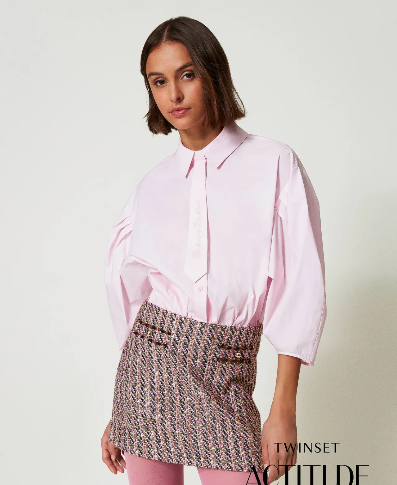 Blouses Et Chemises*TWINSET Milano Chemise Boxy Avec Cravate Rose « Pink Tulle »