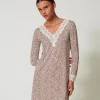 Sous-Vêtements Et Vêtements De Nuit*TWINSET Milano Chemise De Nuit Imprimée Avec Dentelle Multicolore Imprimé Animalier