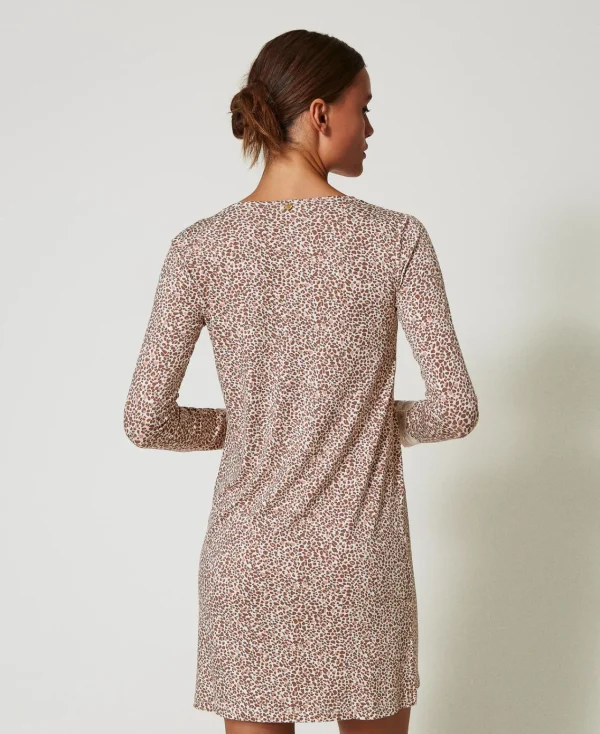 Sous-Vêtements Et Vêtements De Nuit*TWINSET Milano Chemise De Nuit Imprimée Avec Dentelle Multicolore Imprimé Animalier