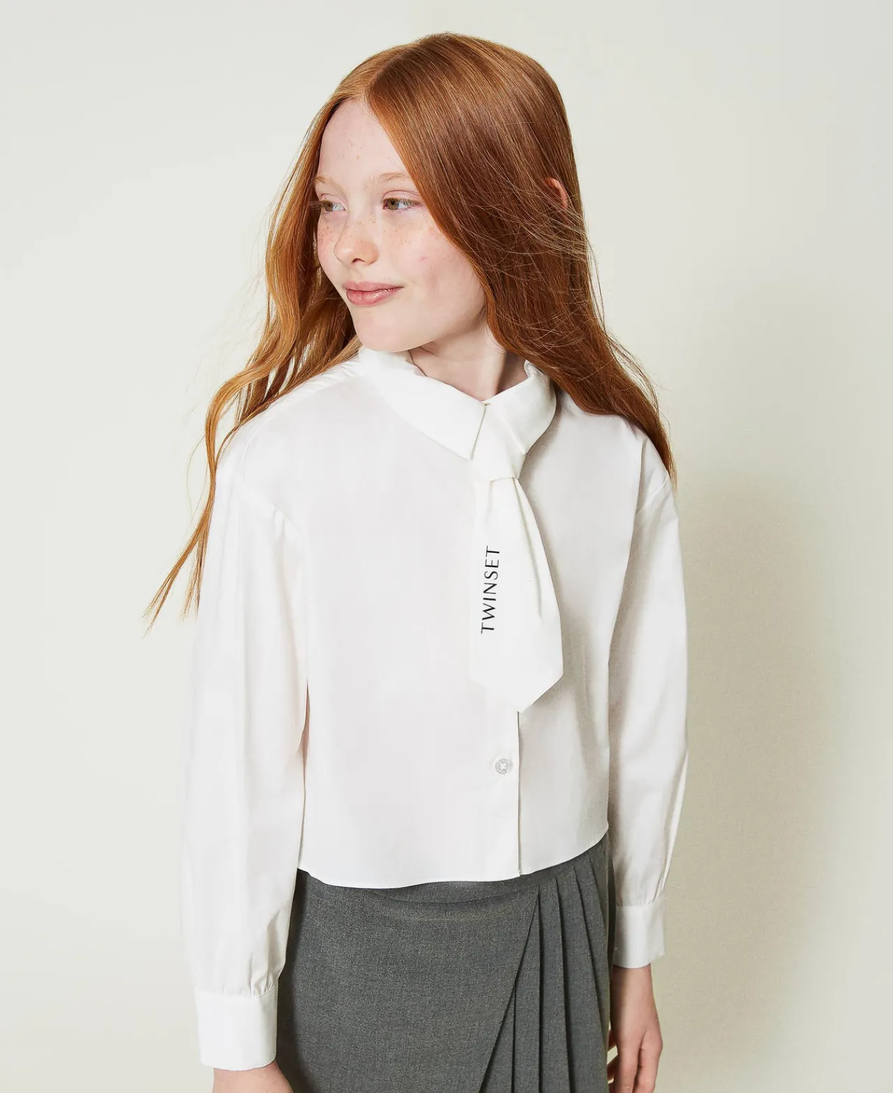 Blouses Et Chemises*TWINSET Milano Chemise En Popeline Avec Cravate Off White
