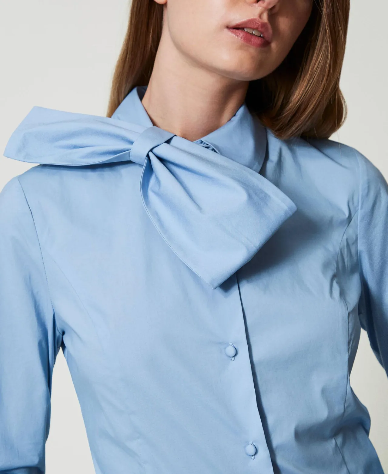 Blouses Et Chemises*TWINSET Milano Chemise En Popeline Avec Nœud Air Blue