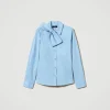 Blouses Et Chemises*TWINSET Milano Chemise En Popeline Avec Nœud Air Blue
