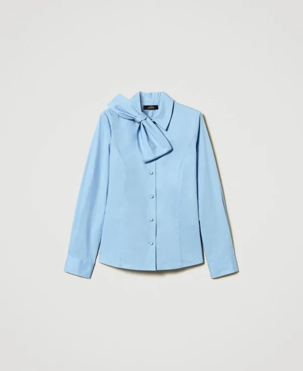 Blouses Et Chemises*TWINSET Milano Chemise En Popeline Avec Nœud Air Blue