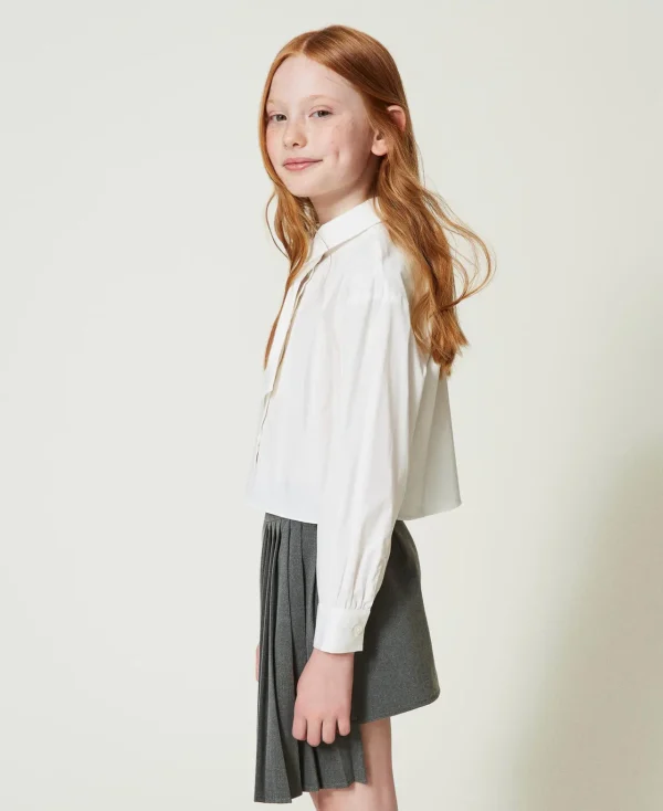 Blouses Et Chemises*TWINSET Milano Chemise En Popeline Avec Cravate Off White
