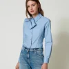 Blouses Et Chemises*TWINSET Milano Chemise En Popeline Avec Nœud Air Blue