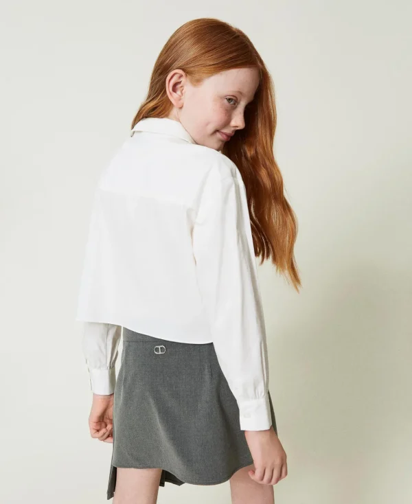 Blouses Et Chemises*TWINSET Milano Chemise En Popeline Avec Cravate Off White