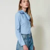 Blouses Et Chemises*TWINSET Milano Chemise En Popeline Avec Nœud Air Blue