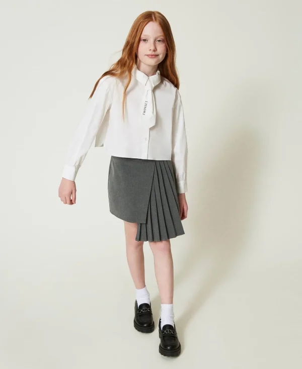 Blouses Et Chemises*TWINSET Milano Chemise En Popeline Avec Cravate Off White
