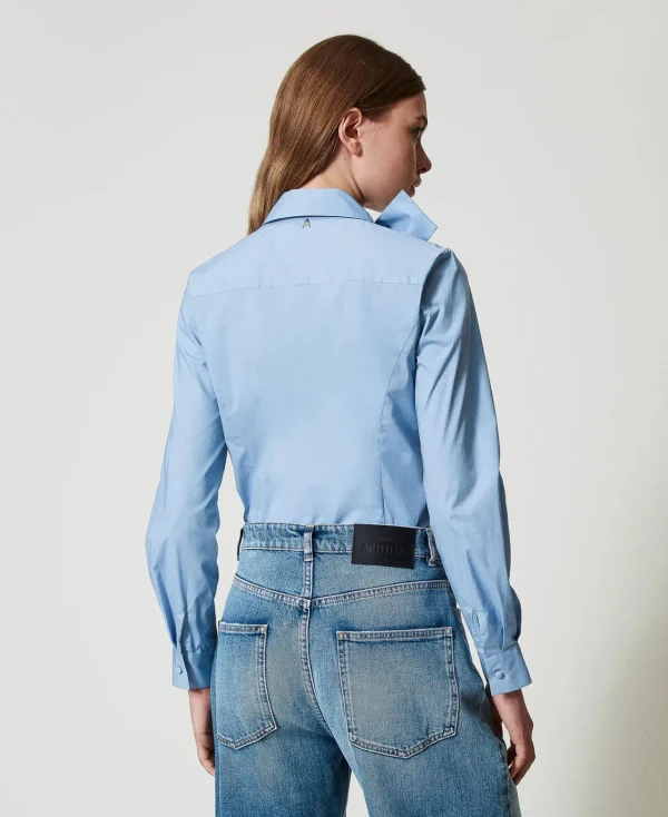 Blouses Et Chemises*TWINSET Milano Chemise En Popeline Avec Nœud Air Blue