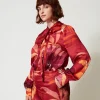 Blouses Et Chemises*TWINSET Milano Chemise En Satin Floral Grandes Fleurs Rouge/Red Plum