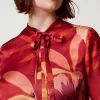 Blouses Et Chemises*TWINSET Milano Chemise En Satin Floral Grandes Fleurs Rouge/Red Plum