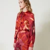 Blouses Et Chemises*TWINSET Milano Chemise En Satin Floral Grandes Fleurs Rouge/Red Plum