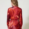 Blouses Et Chemises*TWINSET Milano Chemise En Satin Floral Grandes Fleurs Rouge/Red Plum