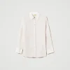 Blouses Et Chemises*TWINSET Milano Chemise MYFO En Satin Bicolore Poivre/Blanc Neige