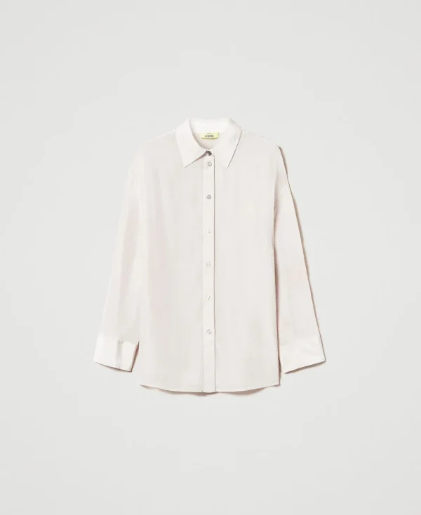 Blouses Et Chemises*TWINSET Milano Chemise MYFO En Satin Bicolore Poivre/Blanc Neige