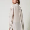 Blouses Et Chemises*TWINSET Milano Chemise MYFO En Satin Bicolore Poivre/Blanc Neige