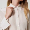 Blouses Et Chemises*TWINSET Milano Chemise MYFO En Satin Bicolore Poivre/Blanc Neige