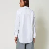chemise_oversize_en_popel_4.webp Blouses Et Chemises*TWINSET Milano Chemise Oversize En Popeline Avec Broderies Blanc "Papers"