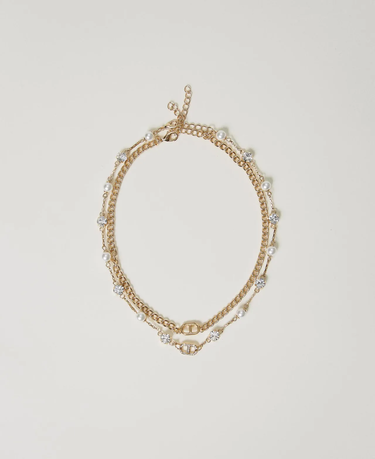 collier_multirang_avec_st_0.webp Bijoux*TWINSET Milano Collier Multirang Avec Strass Et Oval T New Gold