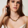 Bijoux*TWINSET Milano Collier Ras-du-cou Avec Oval T Laiton Clair