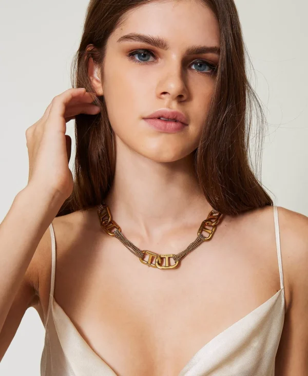 Bijoux*TWINSET Milano Collier Ras-du-cou Avec Oval T Laiton Clair