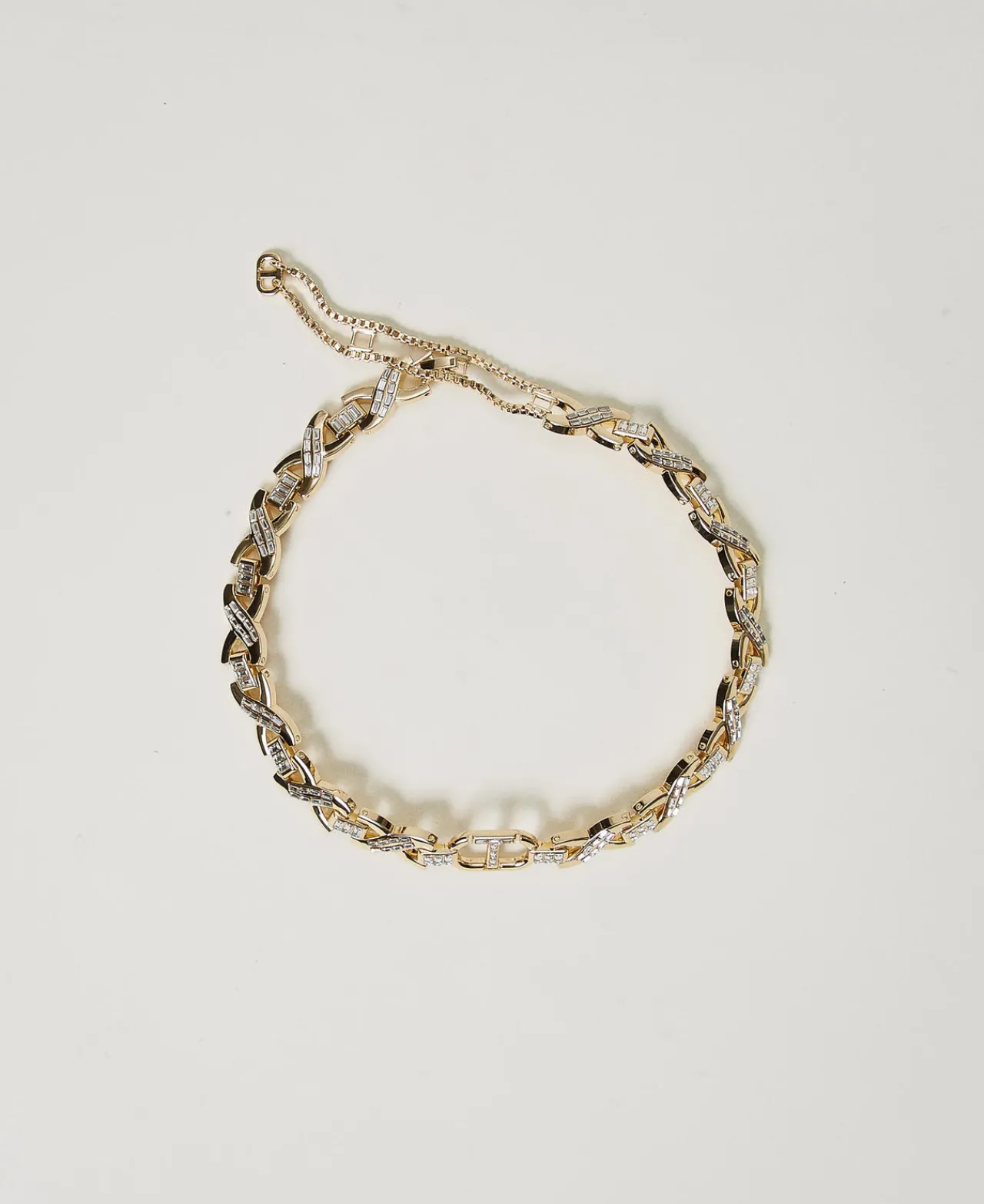 Bijoux*TWINSET Milano Collier Ras-du-cou Avec Strass Et Oval T New Gold