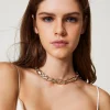 Bijoux*TWINSET Milano Collier Ras-du-cou Avec Strass Et Oval T New Gold