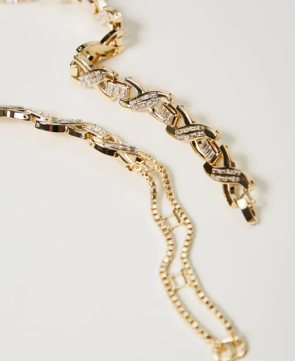 Bijoux*TWINSET Milano Collier Ras-du-cou Avec Strass Et Oval T New Gold