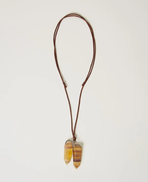 Bijoux*TWINSET Milano Collier Réglable Avec Pierres Pendantes Jaune Ocre