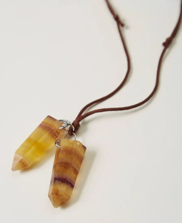 Bijoux*TWINSET Milano Collier Réglable Avec Pierres Pendantes Jaune Ocre