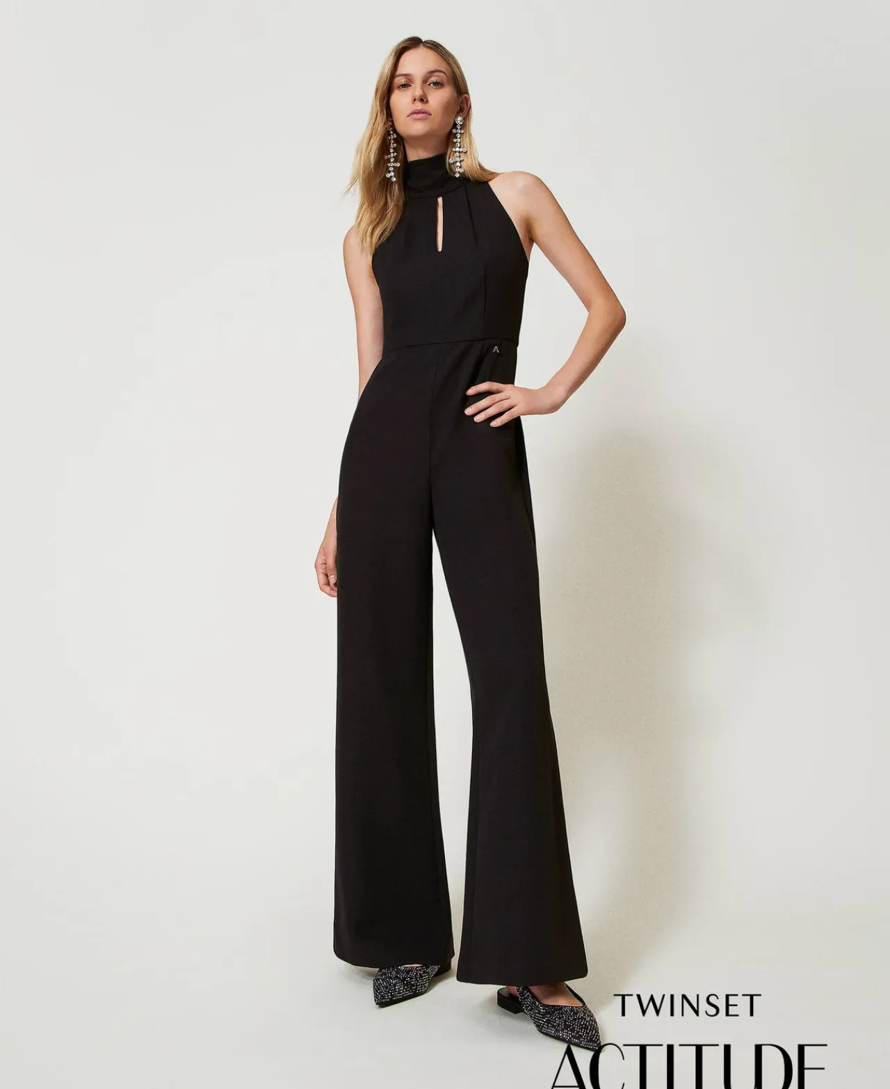 Combinaisons | Robes De Cérémonie*TWINSET Milano Combinaison Avec Encolure Américaine En Crêpe Cady Noir