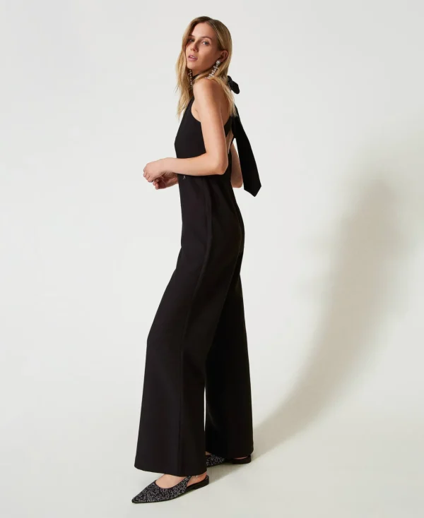 Combinaisons | Robes De Cérémonie*TWINSET Milano Combinaison Avec Encolure Américaine En Crêpe Cady Noir